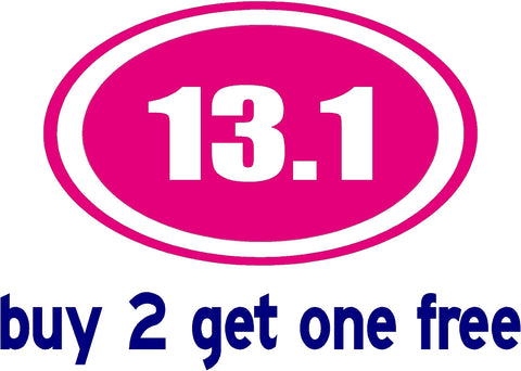 13.1 Half Marathon Hot Pink - Decal - apx 4"x6" - GoGoStickers.com