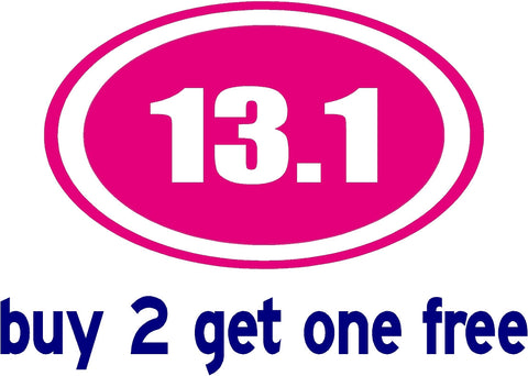 13.1 Half Marathon Hot Pink - Decal - apx 4"x6" - GoGoStickers.com