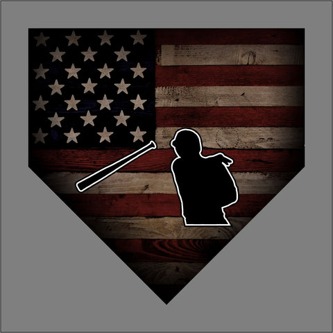 Barnwood Sports Bat Flip 2019 No Logo - American Flag Home Plate - Baseball - apx 5" x 5" - USA - Patriotic - GoGoStickers.com