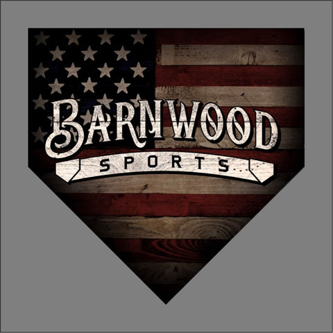 Barnwood Sports 2019 Logo - American Flag Home Plate - Baseball - apx 5" x 5" - USA - Patriotic - GoGoStickers.com