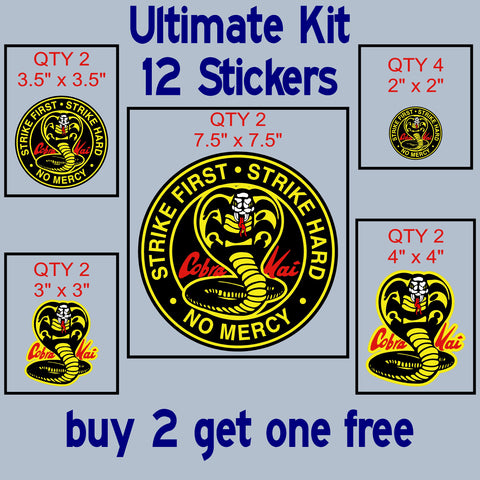 Ultimate Cobra Kai Dojo Sticker Kit - The Karate Kid spinoff Johnny Lawrence - Daniel LaRusso - Ralph Macchio