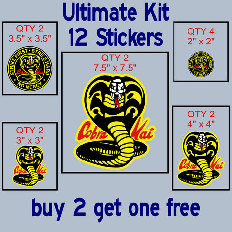 Ultimate Cobra Kai Snake Sticker Kit - The Karate Kid spinoff Johnny Lawrence - Daniel LaRusso - Ralph Macchio