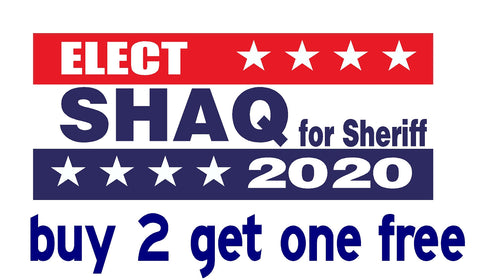 Shaq Sheriff - ELECT 2020 - Bumper Sticker 3.5" x 9" - MADE IN USA - Red, White & Blue Bars - GoGoStickers.com