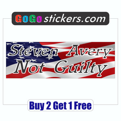 Steven Avery Not Guilty Bumper Sticker - Making a Murderer - American Flag - GoGoStickers.com