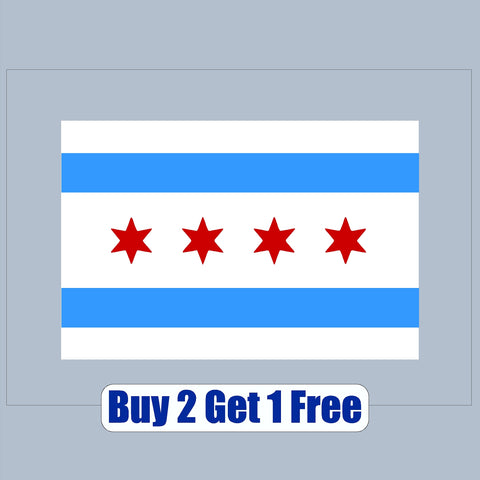 Chicago Flag - V1 - apx 4"x6" - USA - Patriotic - Patriotic - GoGoStickers.com