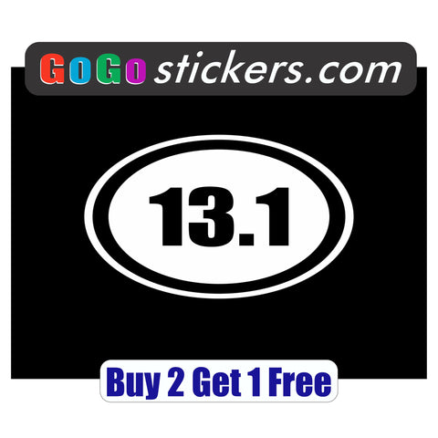 13.1 Half Marathon Decal - apx 4"x6" - GoGoStickers.com