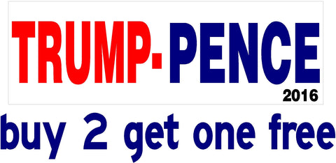 TRUMP PENCE 2016 - Bumper Sticker - MADE IN USA - Red, White & Blue - Donald - GoGoStickers.com