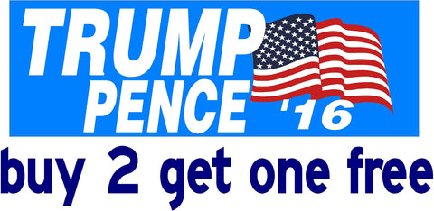 TRUMP PENCE 2016 - Bumper Sticker - Flag - MADE IN USA - Red, White & Blue - Donald - Flag - GoGoStickers.com