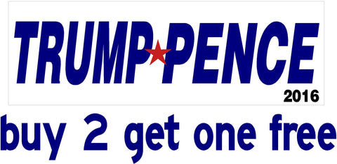 TRUMP PENCE 2016 - Bumper Sticker - MADE IN USA - Red, White & Blue -Donald - GoGoStickers.com