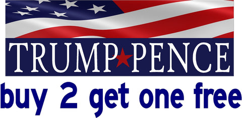 TRUMP PENCE 2016 - Bumper Sticker - Flag - MADE IN USA - Red, White & Blue - Donald - GoGoStickers.com