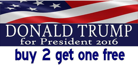 DONALD TRUMP 2016 - Bumper Sticker - Flag - MADE IN USA - Red, White & Blue - GoGoStickers.com