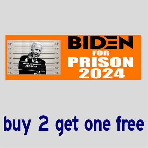Biden for Prison 2024 - Anti Biden Sleepy Joe - Bumper Sticker - Orange Mugshot - GoGoStickers.com
