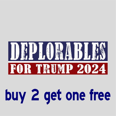 DEPLORABLES FOR TRUMP 2024 - Bumper Sticker - USA - Red, White & Blue - Deplorable