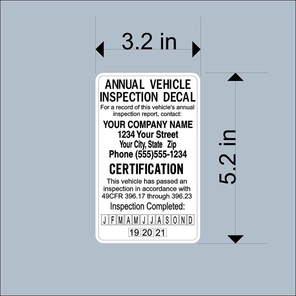 25pk Annual Vehicle Inspection Safety Decal Stickers - Trucks, Trailer ...