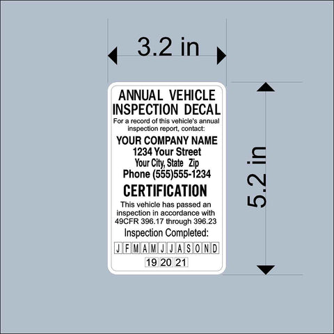 25pk Annual Vehicle Inspection Safety Decal Stickers - Trucks, Trailers, Tankers -Personalized for your company - GoGoStickers.com