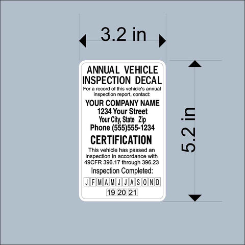 25pk Annual Vehicle Inspection Safety Decal Stickers - Trucks, Trailer ...