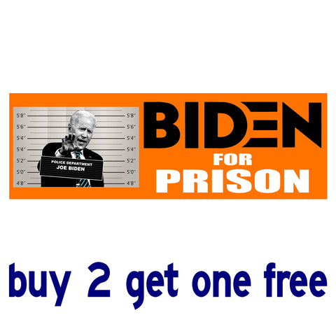 Biden for Prison no date - Anti Biden Sleepy Joe 2020 - Bumper Sticker - Orange Mugshot - GoGoStickers.com