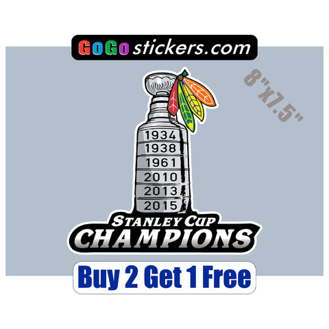 Chicago Blackhawks - Stanley Cup Champions - XL v2 - 8"x7.5" - Sticker - GoGoStickers.com