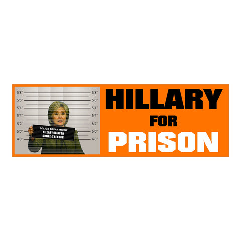 Hillary for Prison - Anti Hillary Clinton - Bumper Sticker - Orange - GoGoStickers.com