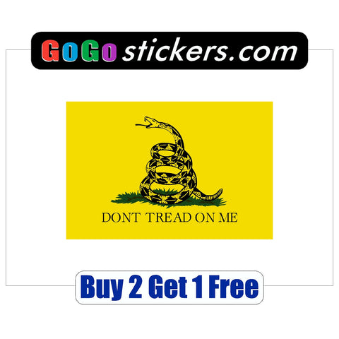 Don't Tread On Me - Gadsden Flag - Rectangle - apx 5" x 3" - USA - Patriotic - GoGoStickers.com