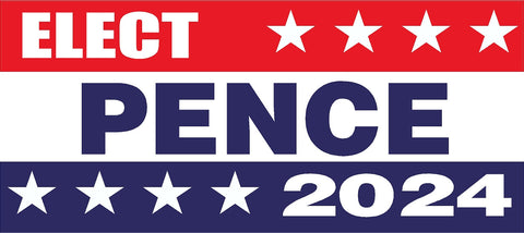 PENCE 2024 - RE-ELECT TRUMP 2020 - Bumper Sticker 4" x 9" - MADE IN USA - Red, White & Blue Bars - GoGoStickers.com