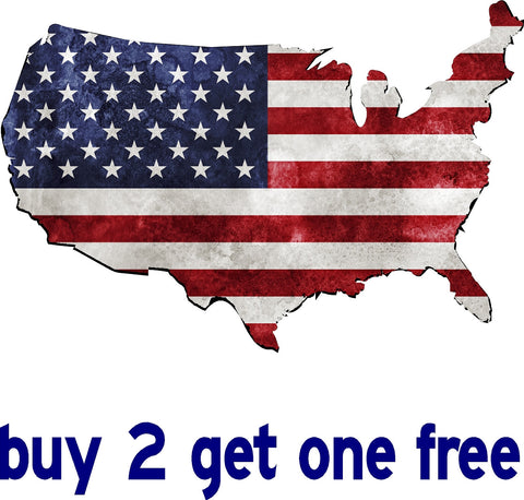 American Flag - Shaped as the Country - apx 7" x 5" - USA - Patriotic - GoGoStickers.com