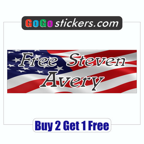 Free Steven Avery Bumper Sticker - Making a Murderer - American Flag - GoGoStickers.com