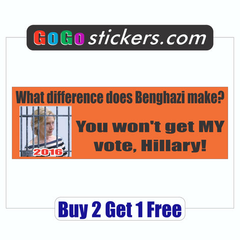 Anti Hillary Clinton - Bumper Sticker - Benghazi - GoGoStickers.com