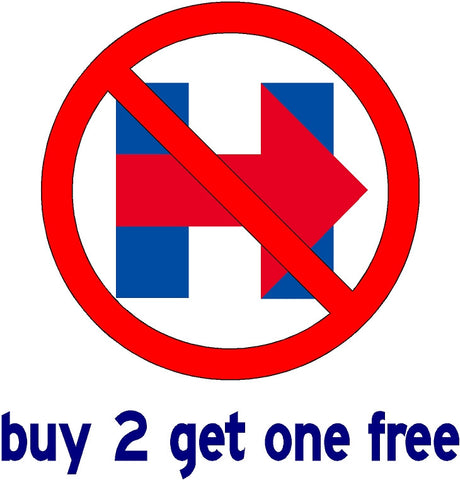 Hillary Clinton "NOT WITH HER" - 8" Large Bumper Sticker - 2016 Hillary Campaign Logo - V3 - GoGoStickers.com