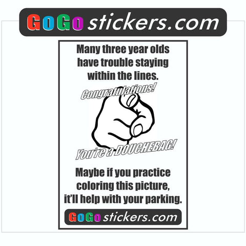 Parking Problem - Finger Point - 3.75" x 5.5" Funny Sticker - 3 pack of Stickers - GoGoStickers.com