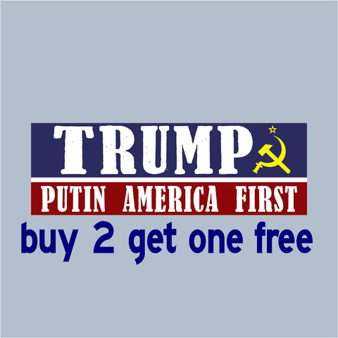 TRUMP Putin America First - RE-ELECT 2020 - Bumper Sticker 3"x9" - No Russia Collusion - MADE IN USA - GoGoStickers.com