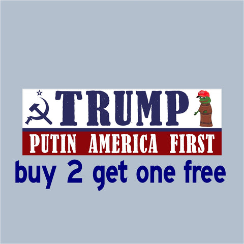 TRUMP & Pepe the Frog Putin America First -Bumper Sticker 3"x9" -No Russia Collusion 2020 -USA MADE - GoGoStickers.com