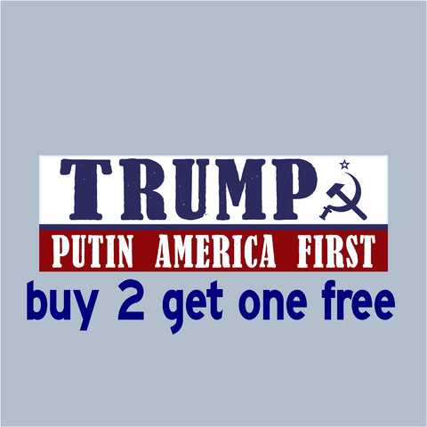 TRUMP Putin America First - RE-ELECT 2020 - Bumper Sticker 3"x9" - No Russia Collusion -USA MADE - GoGoStickers.com