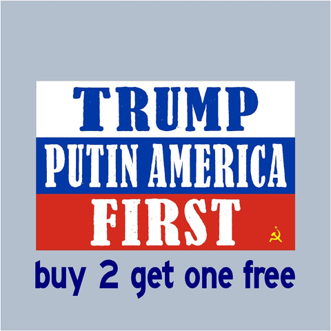 TRUMP Putin America First - RE-ELECT 2020 - Bumper Sticker 3.5" x 5.5" -No Russia Collusion - GoGoStickers.com
