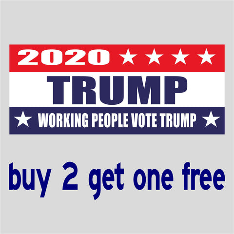 RE-ELECT Trump 2020 Working People Vote Trump - Bumper Sticker 4" x 9" - MADE IN USA - GoGoStickers.com