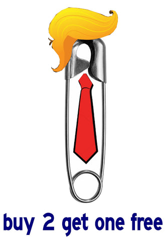 Diaper Pin - Trump hair and tie - FOR TRUMP MAGA - Bumper Sticker - GoGoStickers.com