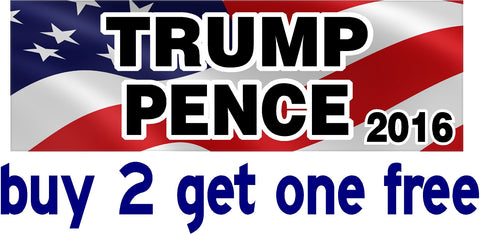 TRUMP PENCE 2016 - Bumper Sticker - MADE IN USA - Red, White & Blue -  Donald - Flag - GoGoStickers.com