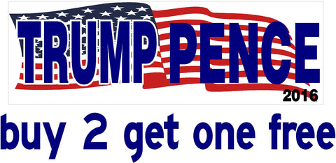 TRUMP PENCE 2016 - Bumper Sticker - MADE IN USA - Red, White & Blue - Donald - Flag - GoGoStickers.com